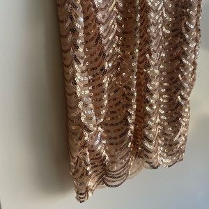 NWT champagne sequin bodycon dress w/ scalloped design detail.